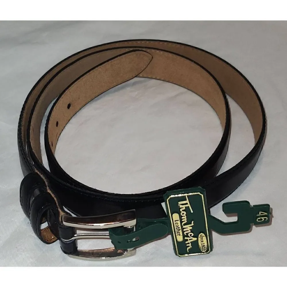 NWT Thom Mcan Black Leather Belt size 46. Width 1 1/6